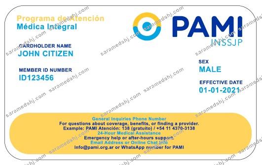 Argentina PAMI health insurance card